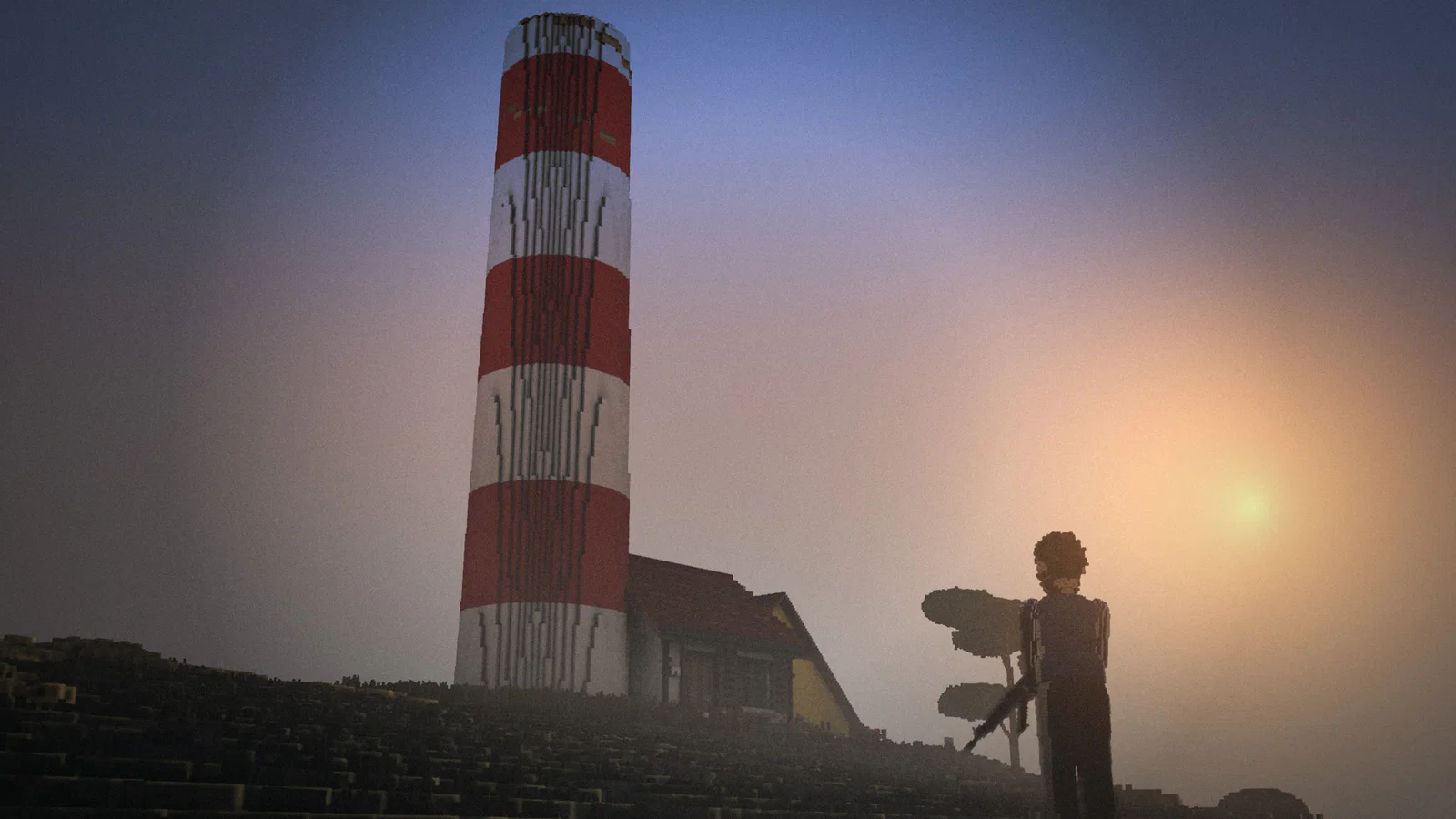 A survivor below the lighthouse on the south coast at dawn